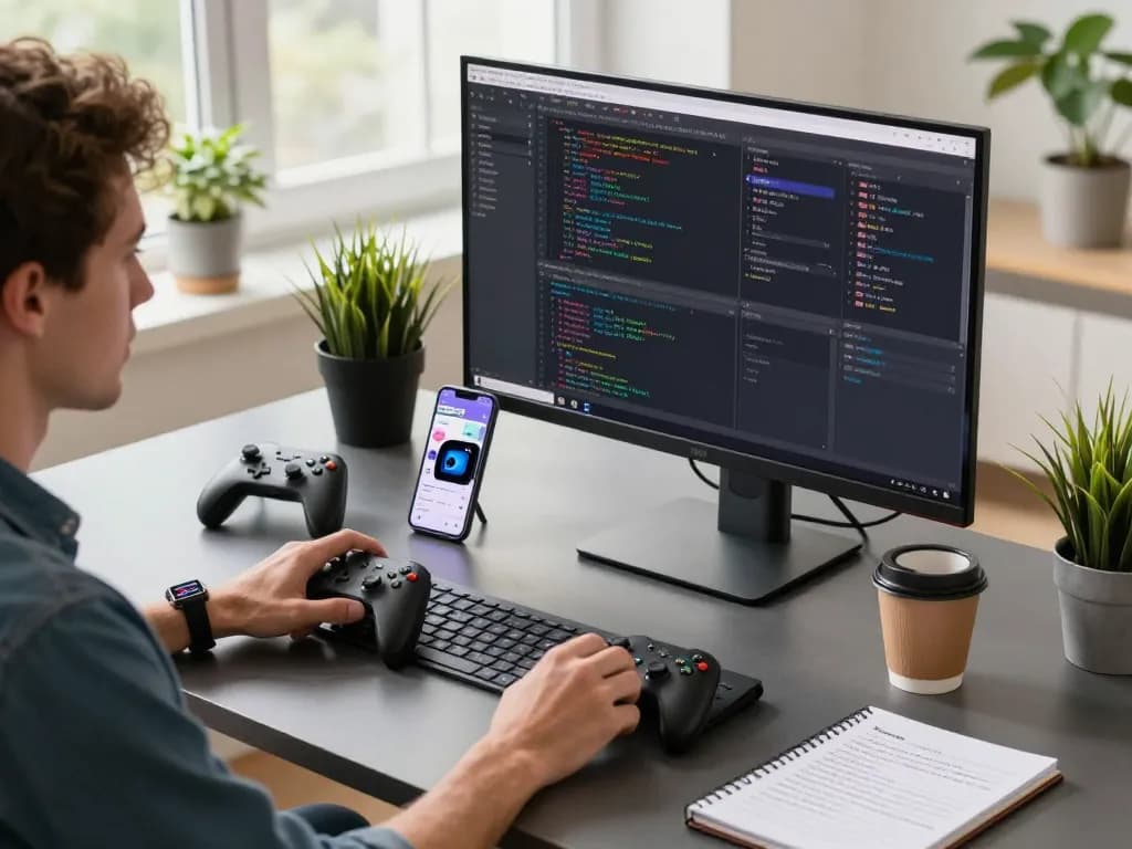 Discover unique tech gadgets in a vibrant modern workspace showcasing Bluetooth devices.