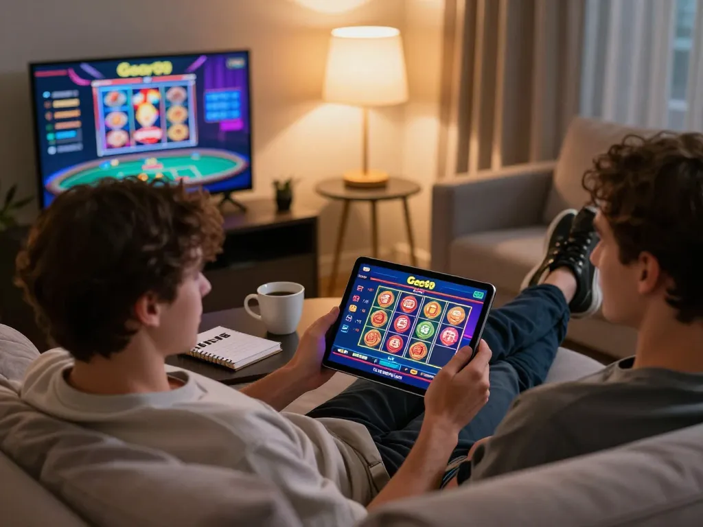 Engaging with the Go99 gaming app on a tablet for exciting online gambling experience.