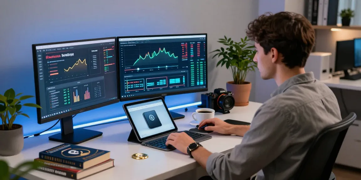 LibertySwap developer analyzing real-time crypto analytics in a modern workspace.