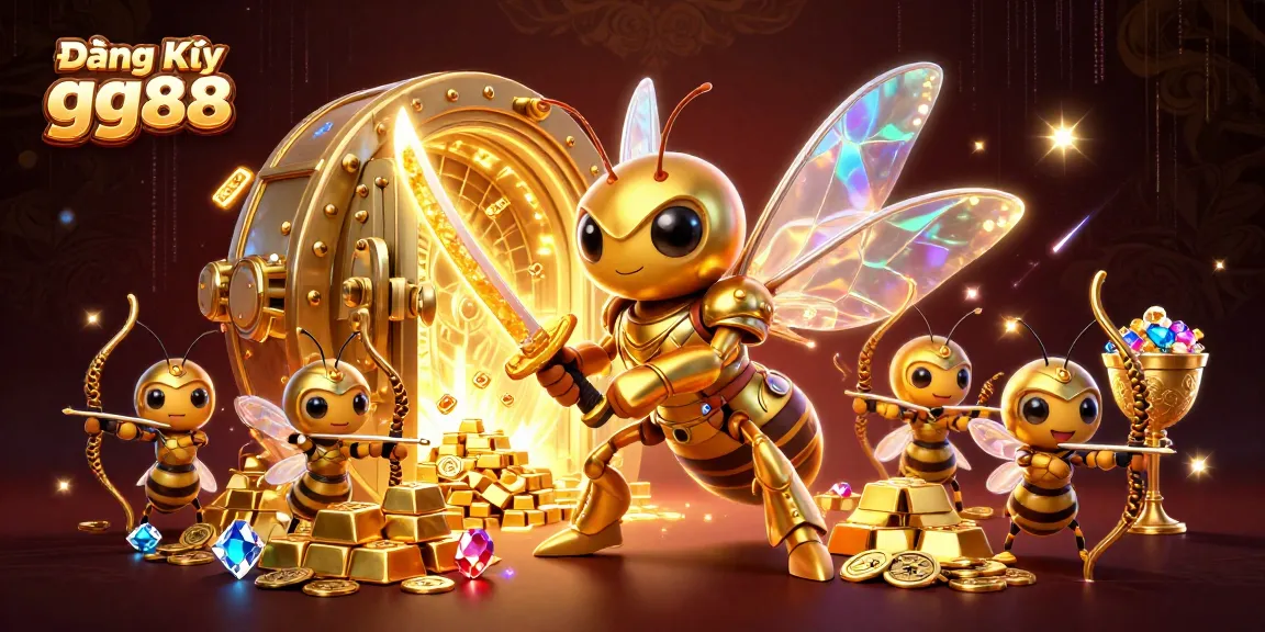 Engage in thrilling adventures with Đăng Ký gg88, featuring a vibrant casino scene of a heroic hornet in samurai armor.