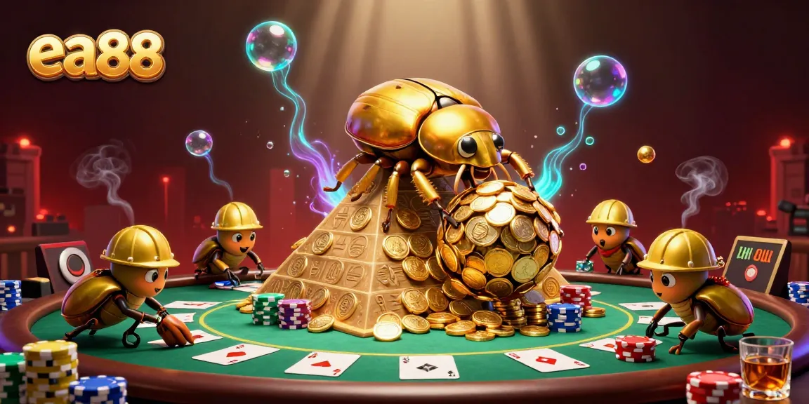 Experience exhilarating gameplay at ea88 with dynamic golden beetles, casino elements, and vibrant colors.