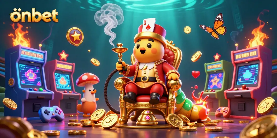 Engage with onbet’s vibrant online casino world, featuring dynamic gaming illustrations and vibrant characters.