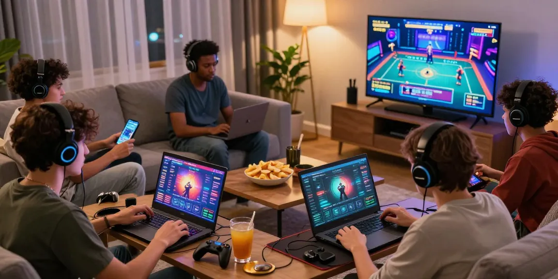 Players enjoying diverse games on 68gamebai in a cozy living room with vibrant atmosphere.