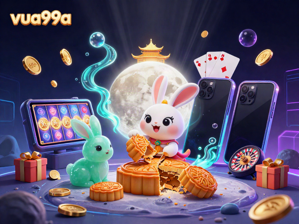 Experience excitement at vua99a with vibrant casino elements and the moon rabbit theme.