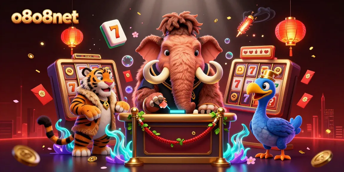 Engage with vibrant games at o8o8net, showcasing mammoth bouncer and saber-tooth VIP.