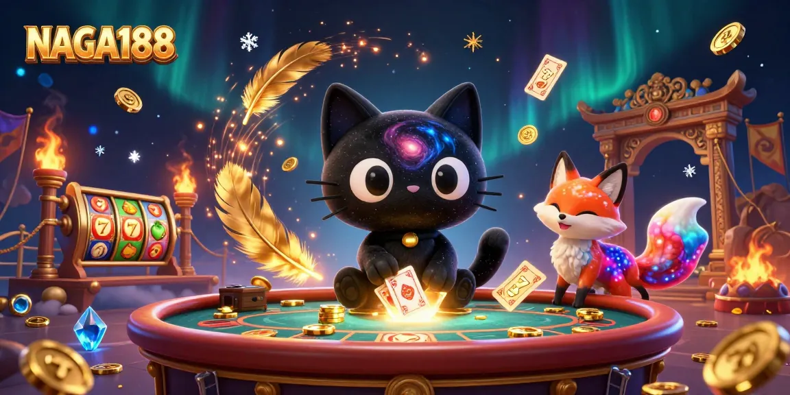 NAGA188 menarik taruhan dengan kucing lubang hitam dan nebula rubah di kasino.