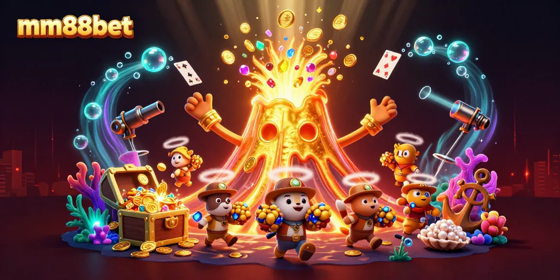 Experience the excitement of mm88bet with a vibrant casino-themed underwater treasure hunt illustration.