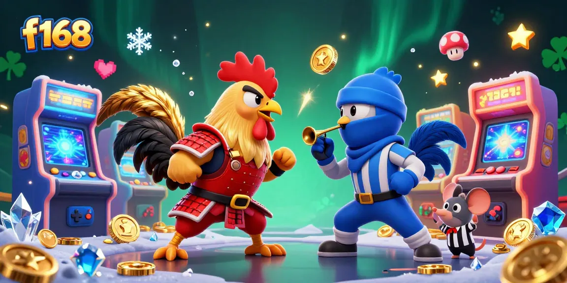 Engage in thrilling action with f168 as roosters face off in a colorful casino-themed showdown.