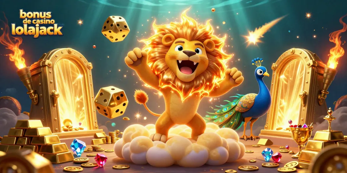 Experience the thrill with bonus de casino lolajack in a vibrant 3D casino illustration featuring golden treasures.