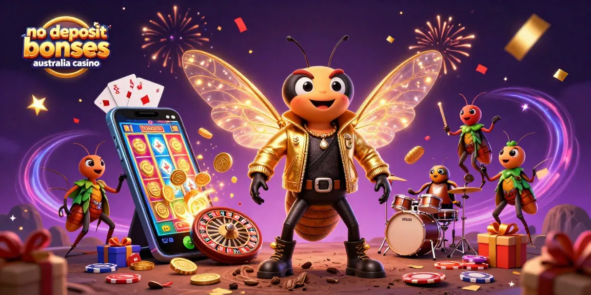 No deposit bonuses Australia casino showcased in a vibrant 3D casino scene full of engaging characters and games.