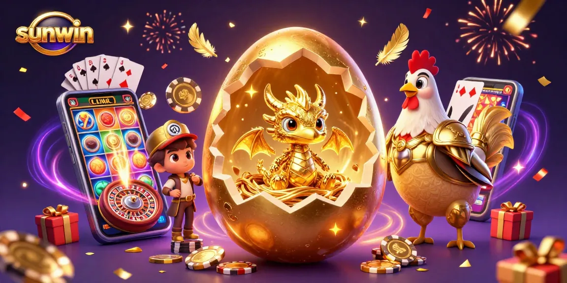 Experience the excitement of sunwin with a golden dragon and colorful casino elements!