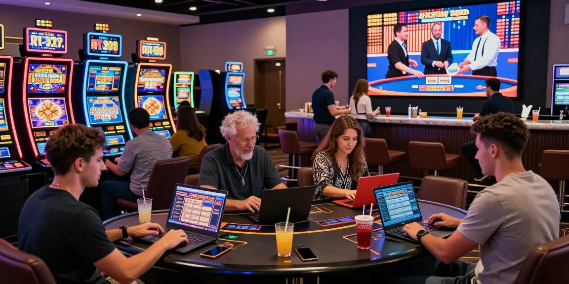 Players enjoying games at a non UK casino, showcasing vibrant slots and engaging live dealer action.
