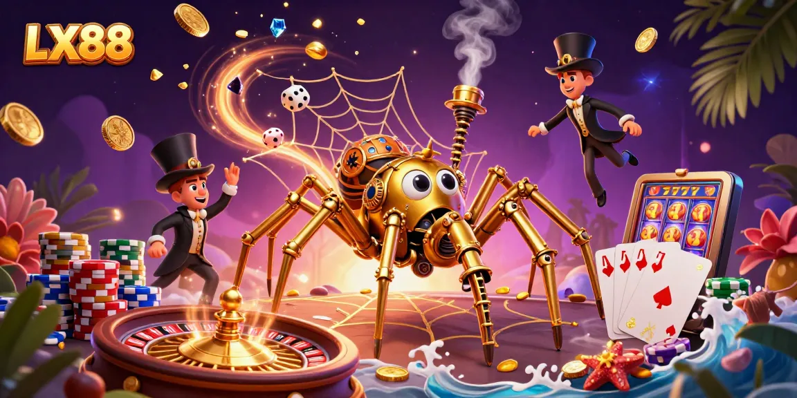 Catch winning vibes in luxury with LX88 casino's golden spider web of fortune.