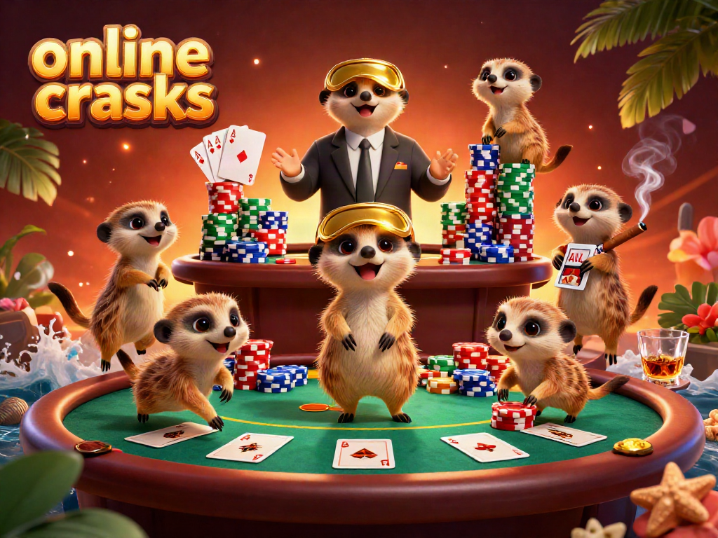 Experience online craps excitement with a colony of meerkats running a lively casino scene.