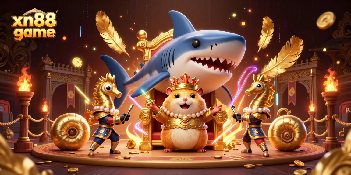 Experience the thrilling xn88 game featuring a golden hamster king in a lavish casino scene.