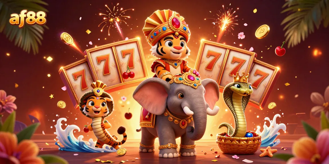 Experience the vibrant action of af88 with a stunning casino-themed illustration