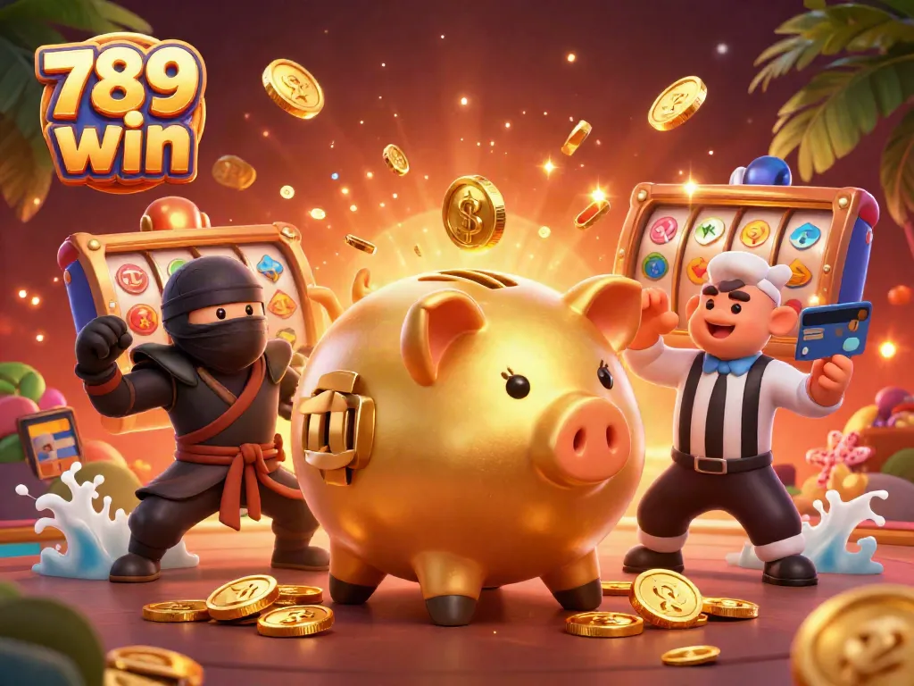 Experience the thrill of 789 win with a vibrant and dynamic 3D casino illustration featuring exciting gaming elements.