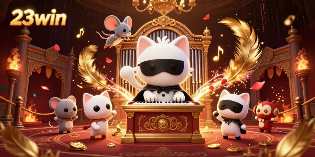 Experience thrilling gaming adventures at 23win with a captivating scene featuring a cartoon phantom at a casino.