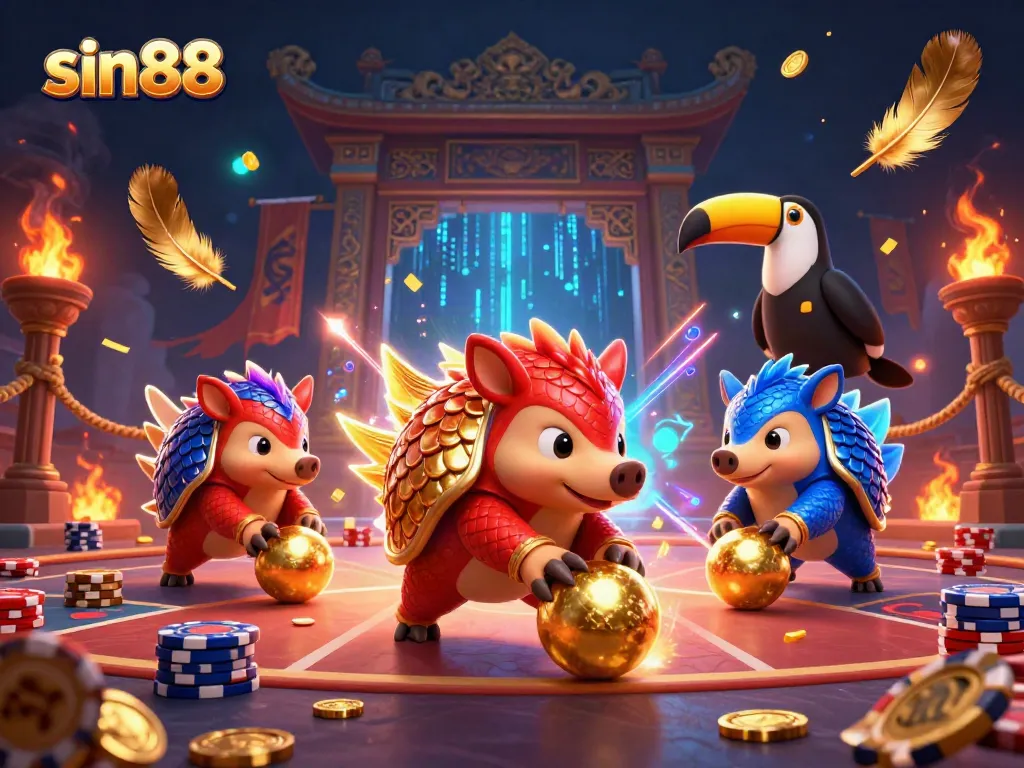 Experience high-stakes gaming at sin88 as rival pangolins compete in an exciting casino showdown.