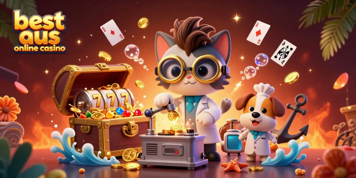 Experience the excitement of the best aus online casino as a mad scientist cat creates wealth amidst gold coins.