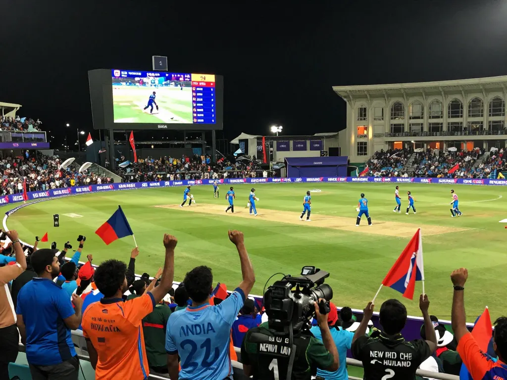 Fans celebrating as New Zealand vs India match showcases cricket exchange live score in vibrant stadium atmosphere.