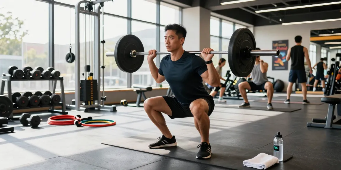 Anabolika Shop Deutschland bietet eine lebendige Fitness-Trainingsatmosphäre mit einem Mann, der Kreuzheben mit einer Langhantel in einem modernen Fitnessstudio ausführt.