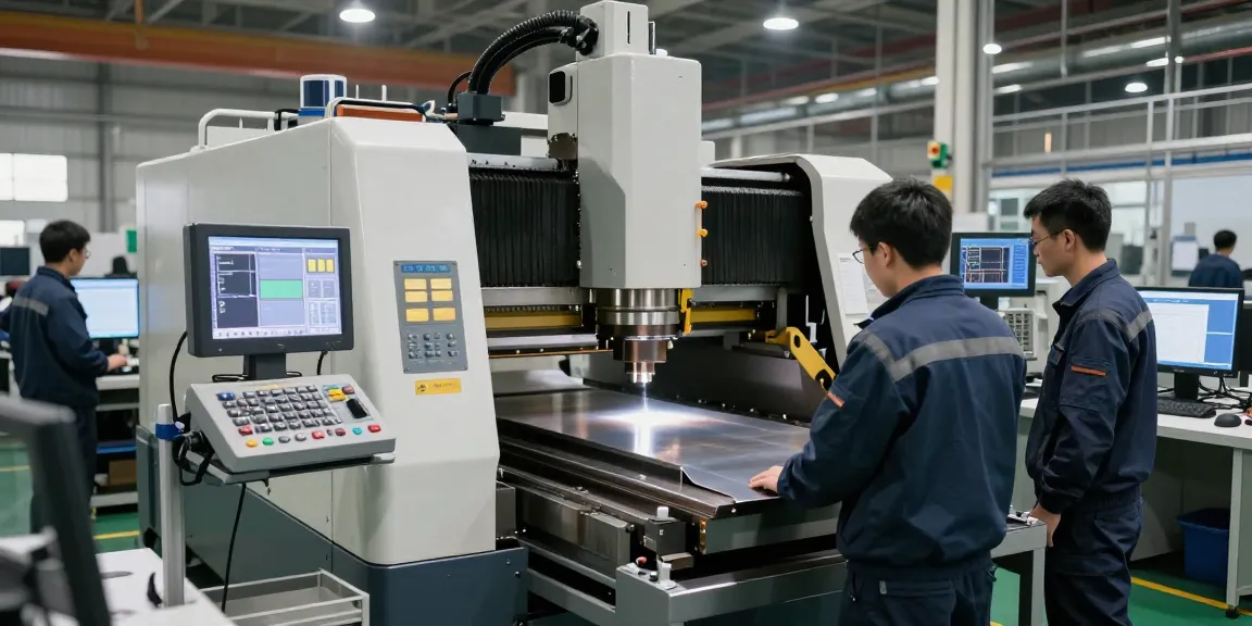 Hydraulic CNC press brake machine in a modern manufacturing setup, showcasing cutting-edge technology.