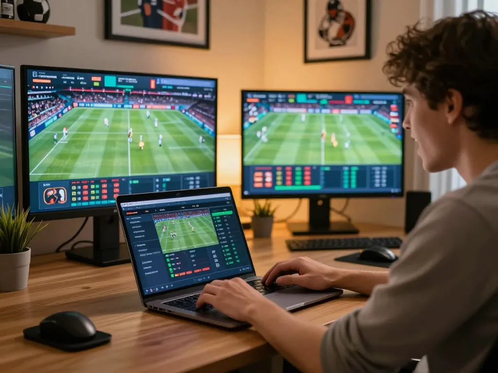 Making informed bets on Keo nha cai 5 while analyzing odds at home gaming setup.