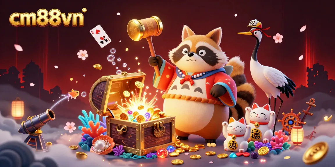 Experience engaging gameplay with cm88vn in this vibrant, detailed casino-themed illustration featuring traditional Japanese elements.