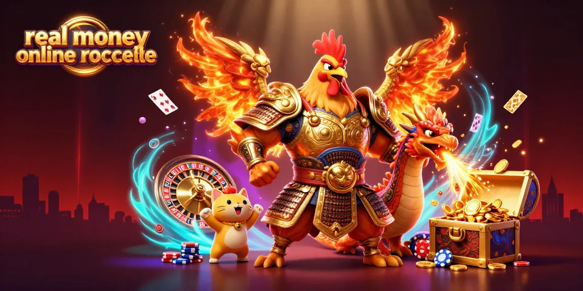 Engage in real money online roulette excitement with a powerful gaming scene featuring vibrant characters and a roulette wheel.