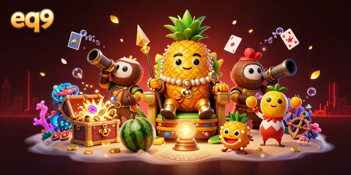 Win big at eq9 casino with a golden pineapple king, lively gaming, and vibrant treasures