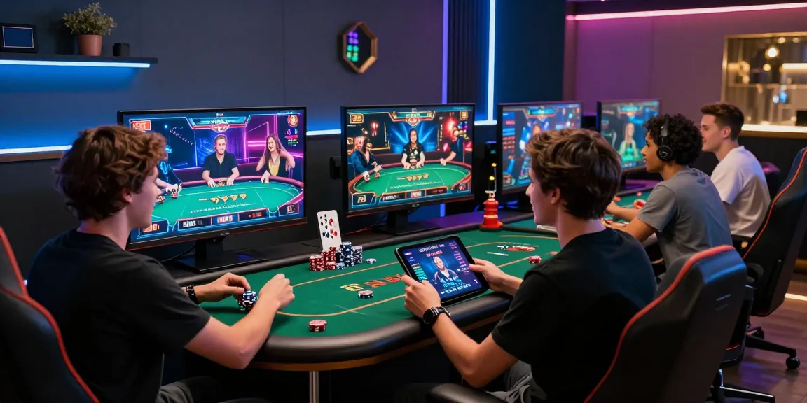 Friends enjoying a high-stakes online gaming session at iwin, celebrating wins in a stylish room.