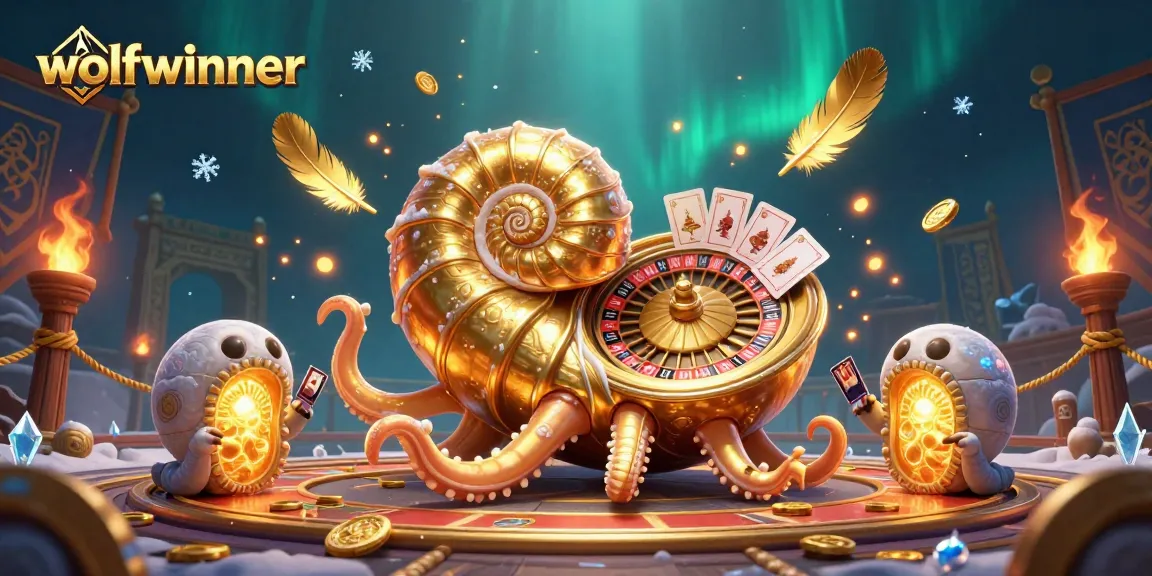Experience thrilling gameplay with wolfwinner's vibrant nautilus and glowing companions in this exciting casino scene.