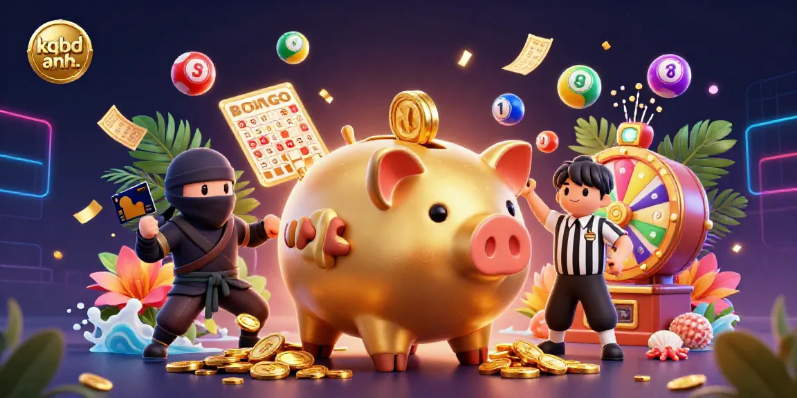 Engage with kqbd anh. as a golden piggy bank sumo wrestler unleashes a storm of coins.