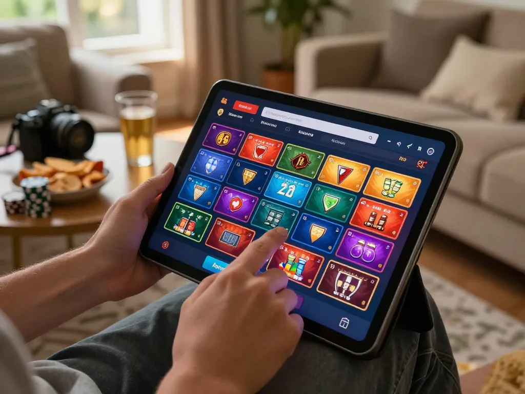 Engaging gameplay on b52 online casino app showcased on tablet with colorful game options and strategic analysis