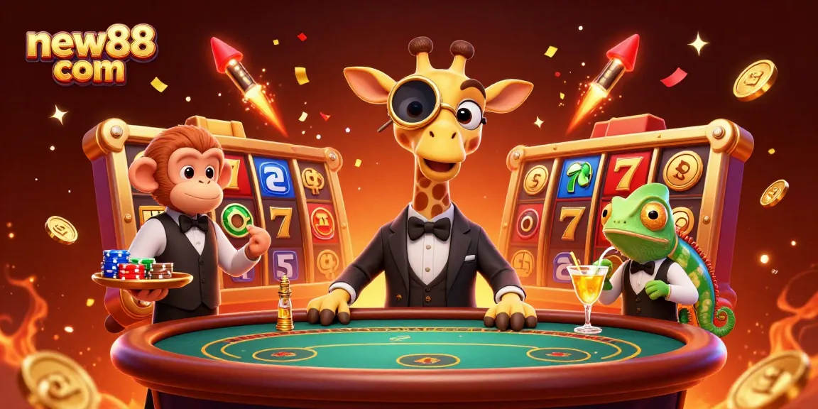 Experience thrilling plays at new88 com with vibrant casino characters and exciting game elements.